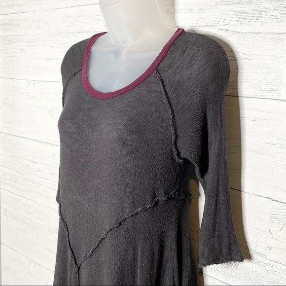 FREE PEOPLE Gray raw hem lightweight waffle knit top WOMEN'S SIZE SMALL - Picture 3 of 6